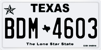 TX license plate BDM4603