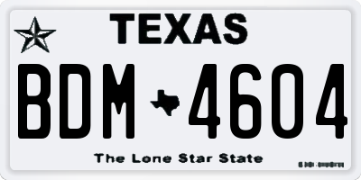 TX license plate BDM4604