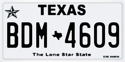 TX license plate BDM4609