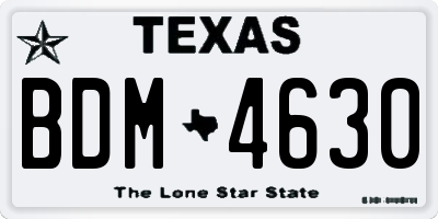 TX license plate BDM4630