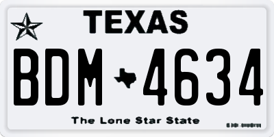TX license plate BDM4634