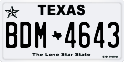 TX license plate BDM4643