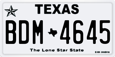 TX license plate BDM4645