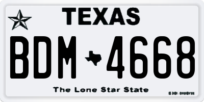 TX license plate BDM4668