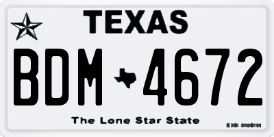 TX license plate BDM4672