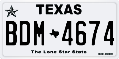 TX license plate BDM4674