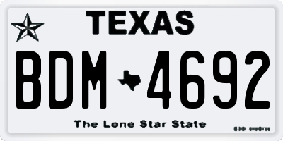TX license plate BDM4692