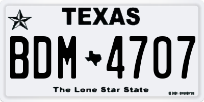 TX license plate BDM4707