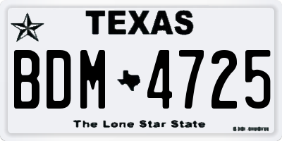 TX license plate BDM4725
