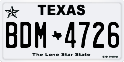 TX license plate BDM4726