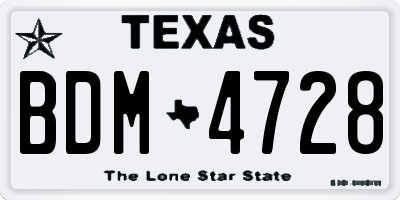 TX license plate BDM4728