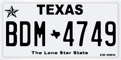 TX license plate BDM4749