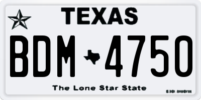 TX license plate BDM4750