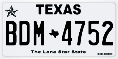 TX license plate BDM4752