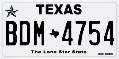 TX license plate BDM4754