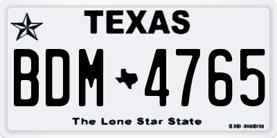 TX license plate BDM4765
