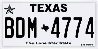 TX license plate BDM4774