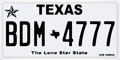 TX license plate BDM4777