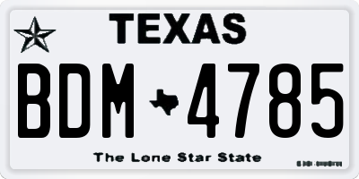 TX license plate BDM4785