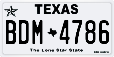 TX license plate BDM4786