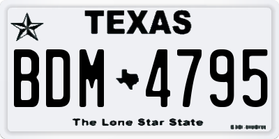 TX license plate BDM4795