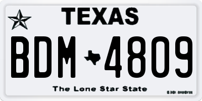 TX license plate BDM4809