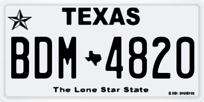 TX license plate BDM4820