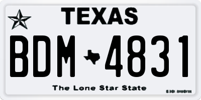 TX license plate BDM4831