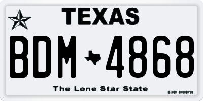 TX license plate BDM4868