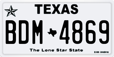 TX license plate BDM4869