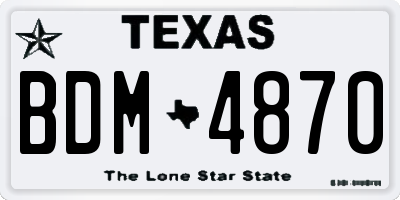TX license plate BDM4870