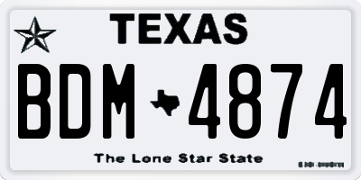 TX license plate BDM4874