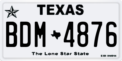 TX license plate BDM4876