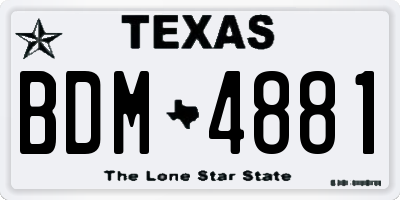 TX license plate BDM4881