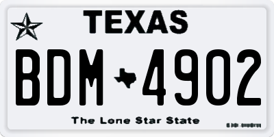TX license plate BDM4902