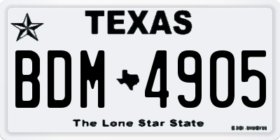 TX license plate BDM4905