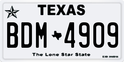TX license plate BDM4909