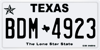 TX license plate BDM4923