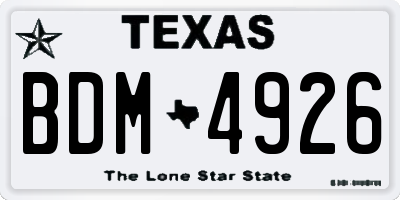 TX license plate BDM4926