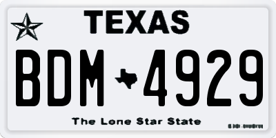 TX license plate BDM4929