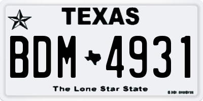 TX license plate BDM4931