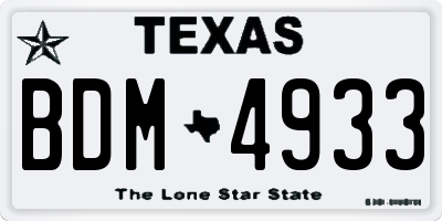 TX license plate BDM4933