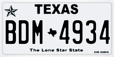 TX license plate BDM4934