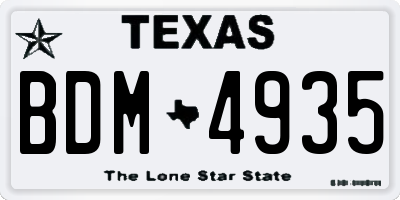 TX license plate BDM4935