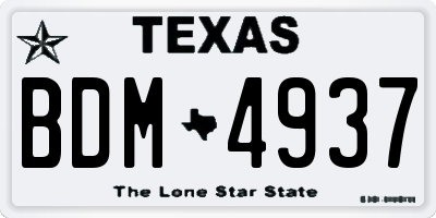 TX license plate BDM4937