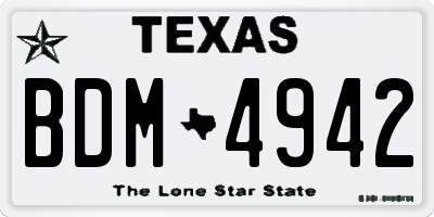 TX license plate BDM4942