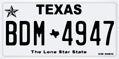 TX license plate BDM4947