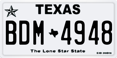 TX license plate BDM4948