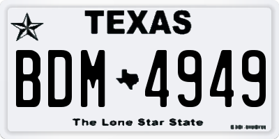 TX license plate BDM4949