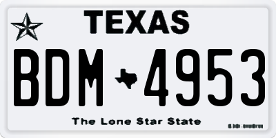 TX license plate BDM4953